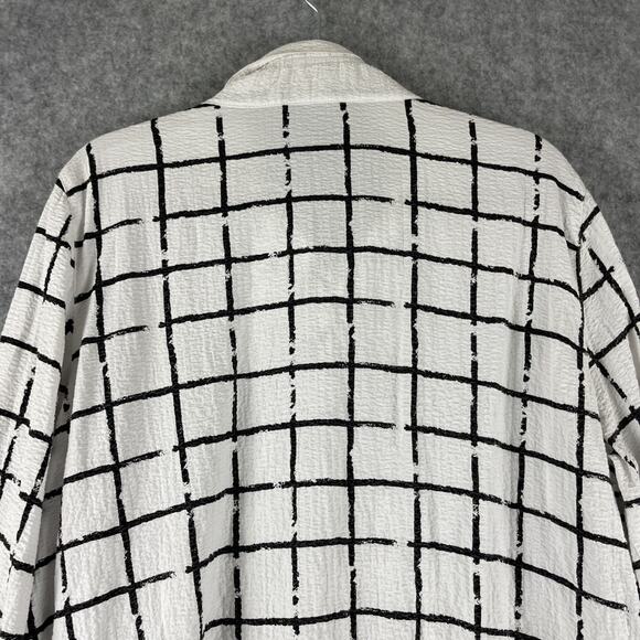 Ali Miles Tunic Top Womens 1X Windowpane Wired Collar Relaxed Artsy Lagenlook - Picture 12 of 14